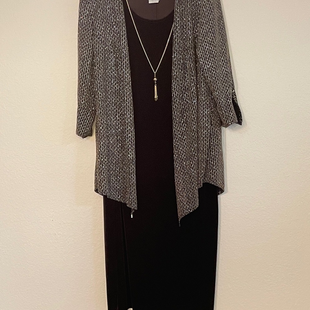 R&M Richards brown and Silver Maxi Dress